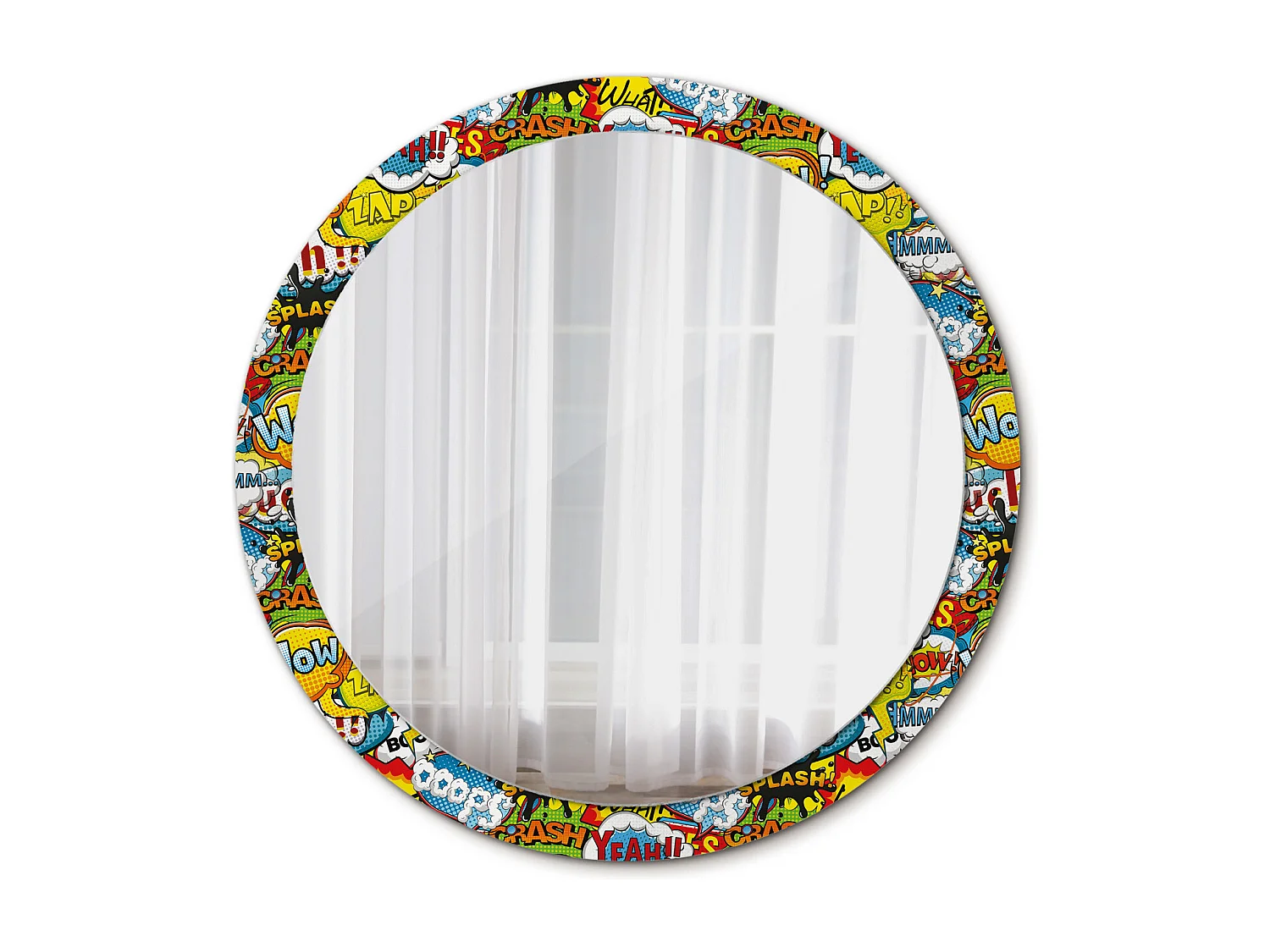 Ronde Decoratieve Spiegel - Cartoon Patroon - 100cm