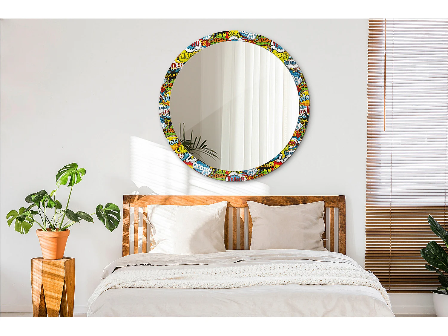 Ronde Decoratieve Spiegel - Cartoon Patroon - 100cm