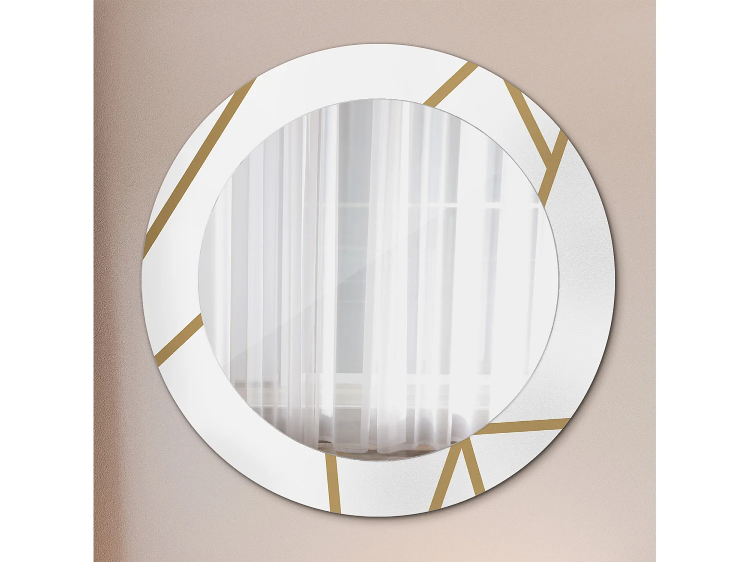 Miroir rond décoratif - Composition linéaire - 70 cm