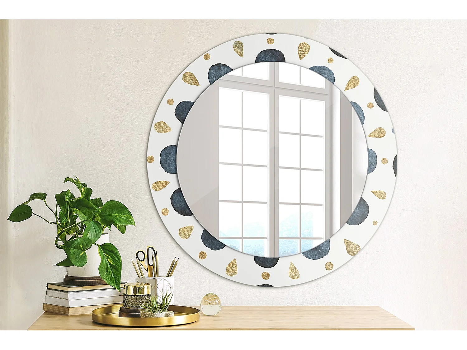 Dekorativer runder Spiegel - Mandala-Mond - 60 cm