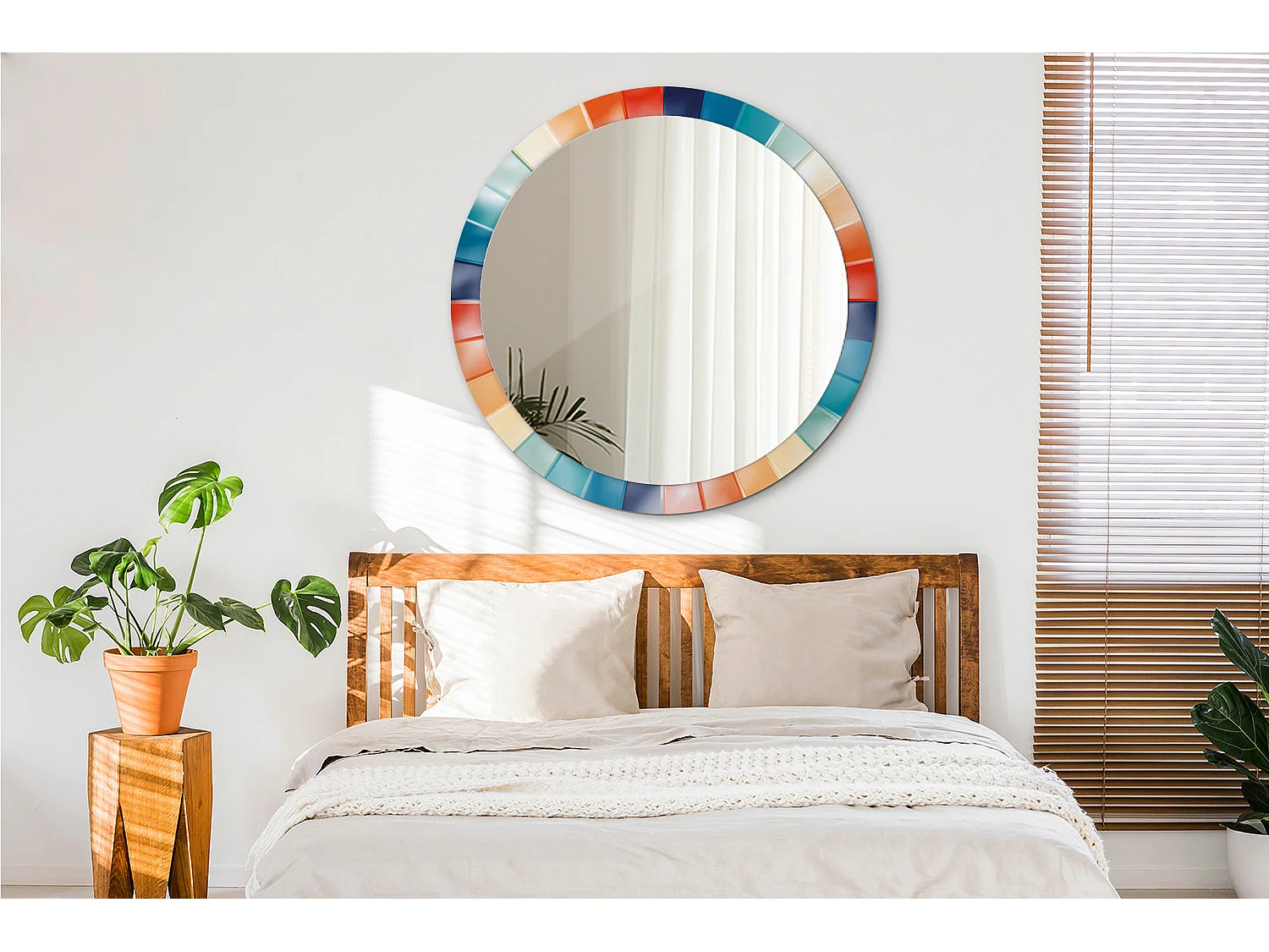 Runder dekorativer Spiegel – Bunte Ray-Fliesen – 100 cm