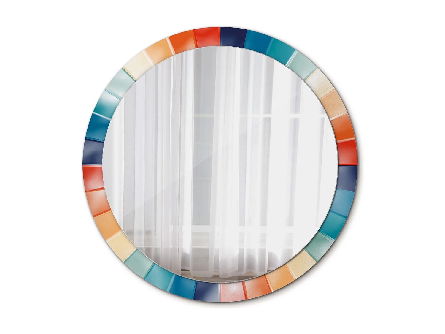 Ronde decoratieve spiegel - Kleurrijke straaltegels - 100 cm