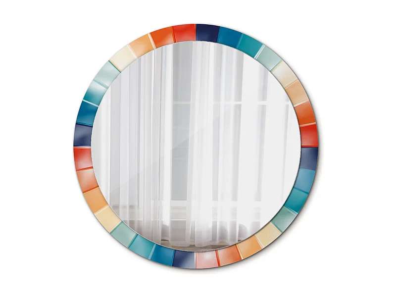 Runder dekorativer Spiegel – Bunte Ray-Fliesen – 100 cm