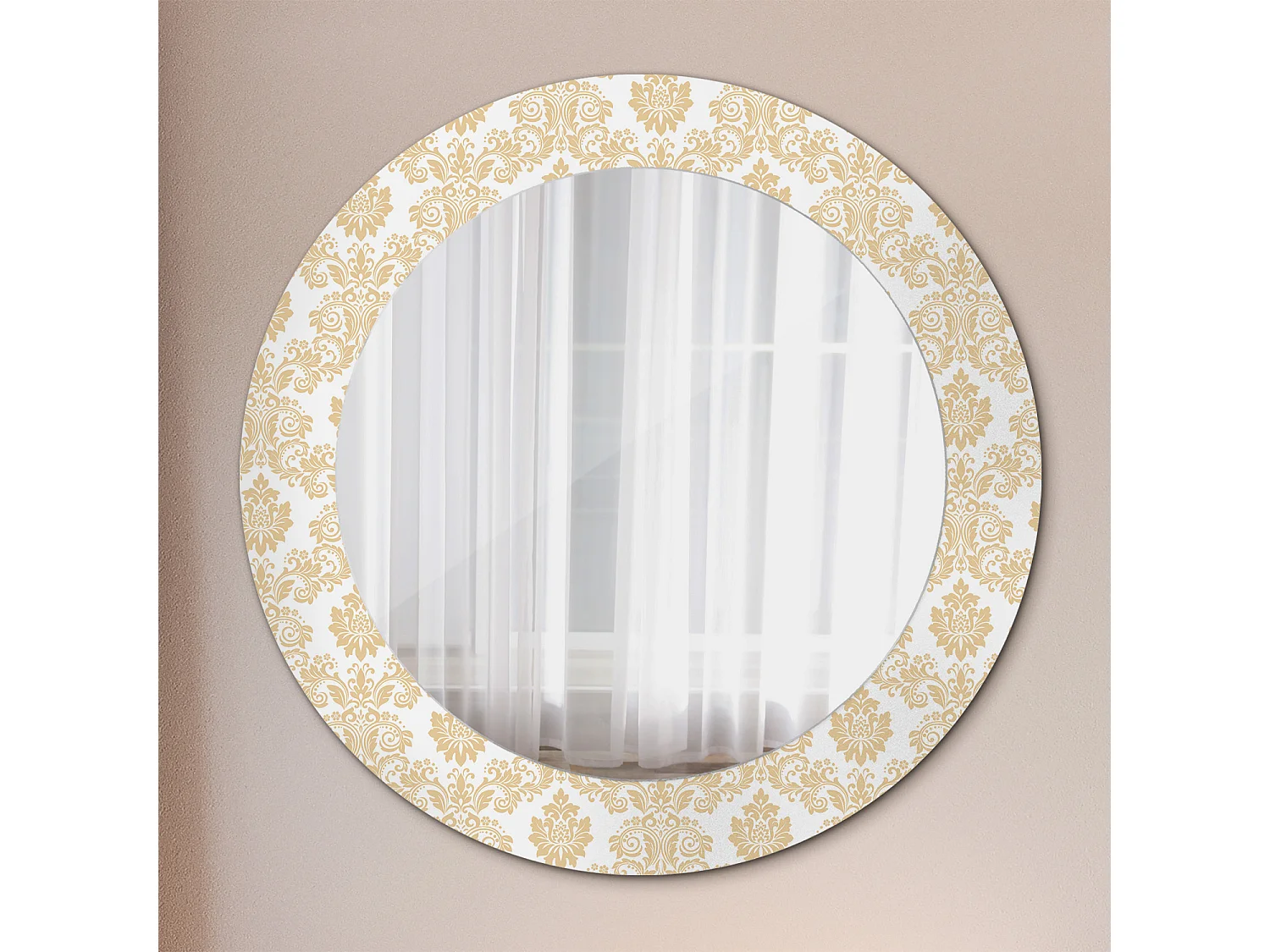 Miroir rond décoratif - Motif baroque - 70 cm
