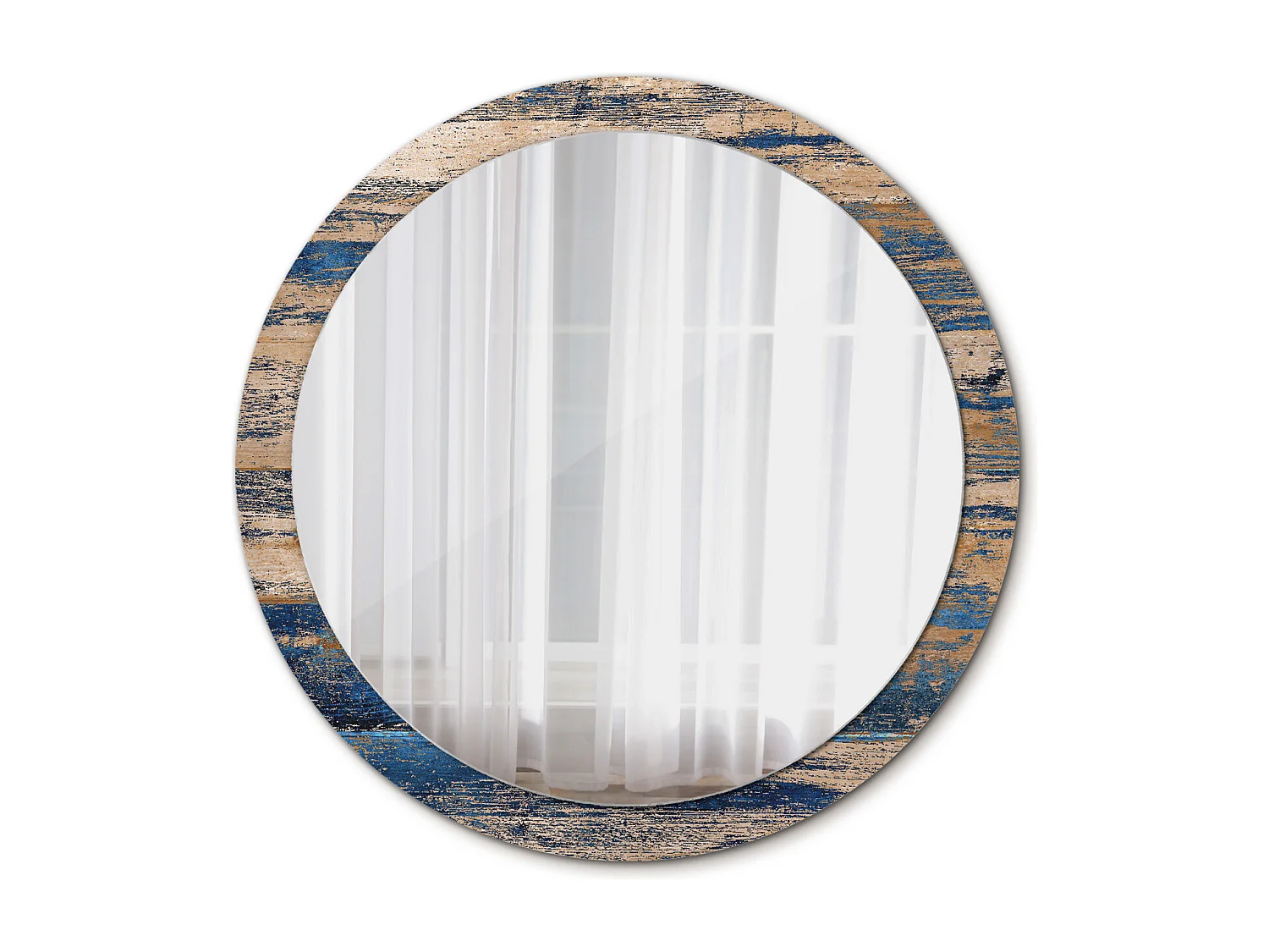 Decoratieve ronde spiegel - Abstract hout - 100 cm