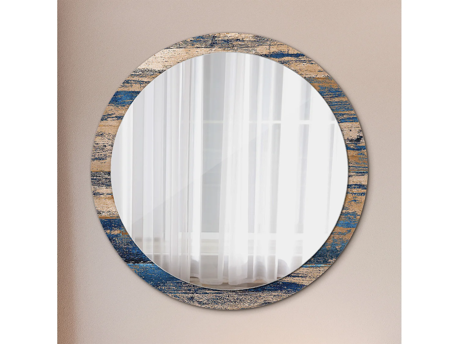 Decoratieve ronde spiegel - Abstract hout - 100 cm