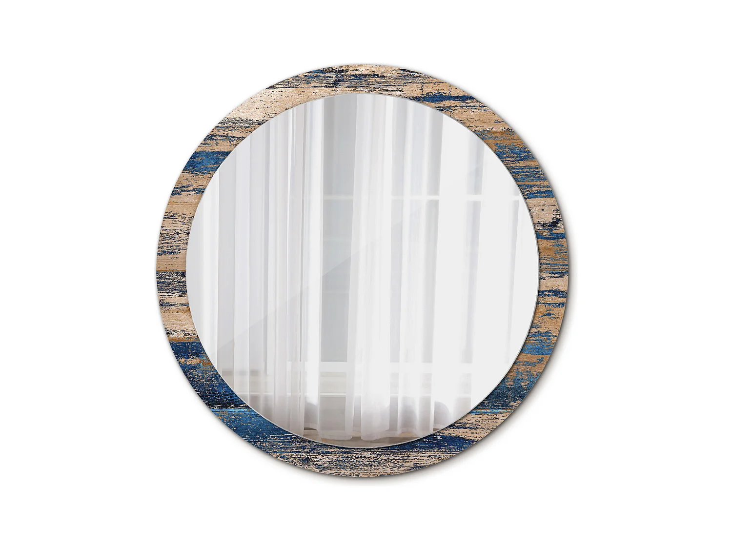 Miroir rond décoratif - Bois abstrait - 100 cm