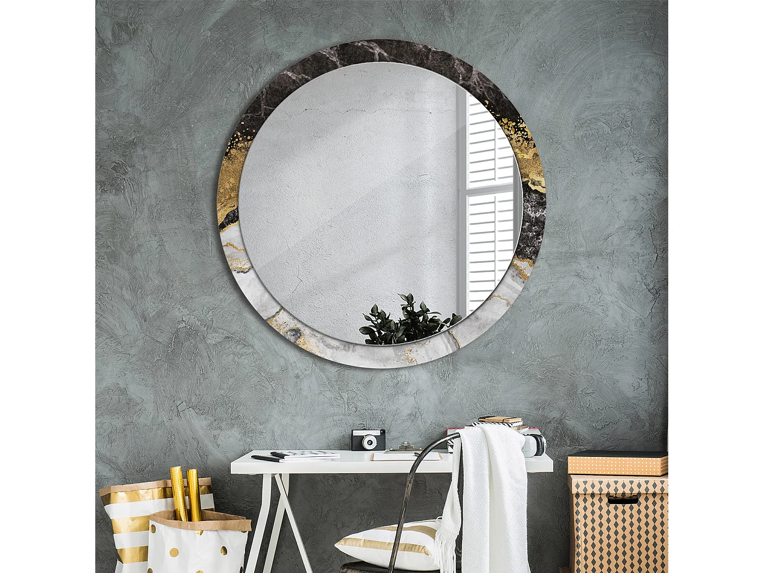 Dekorativer runder Spiegel - Marble Loft - 100 cm