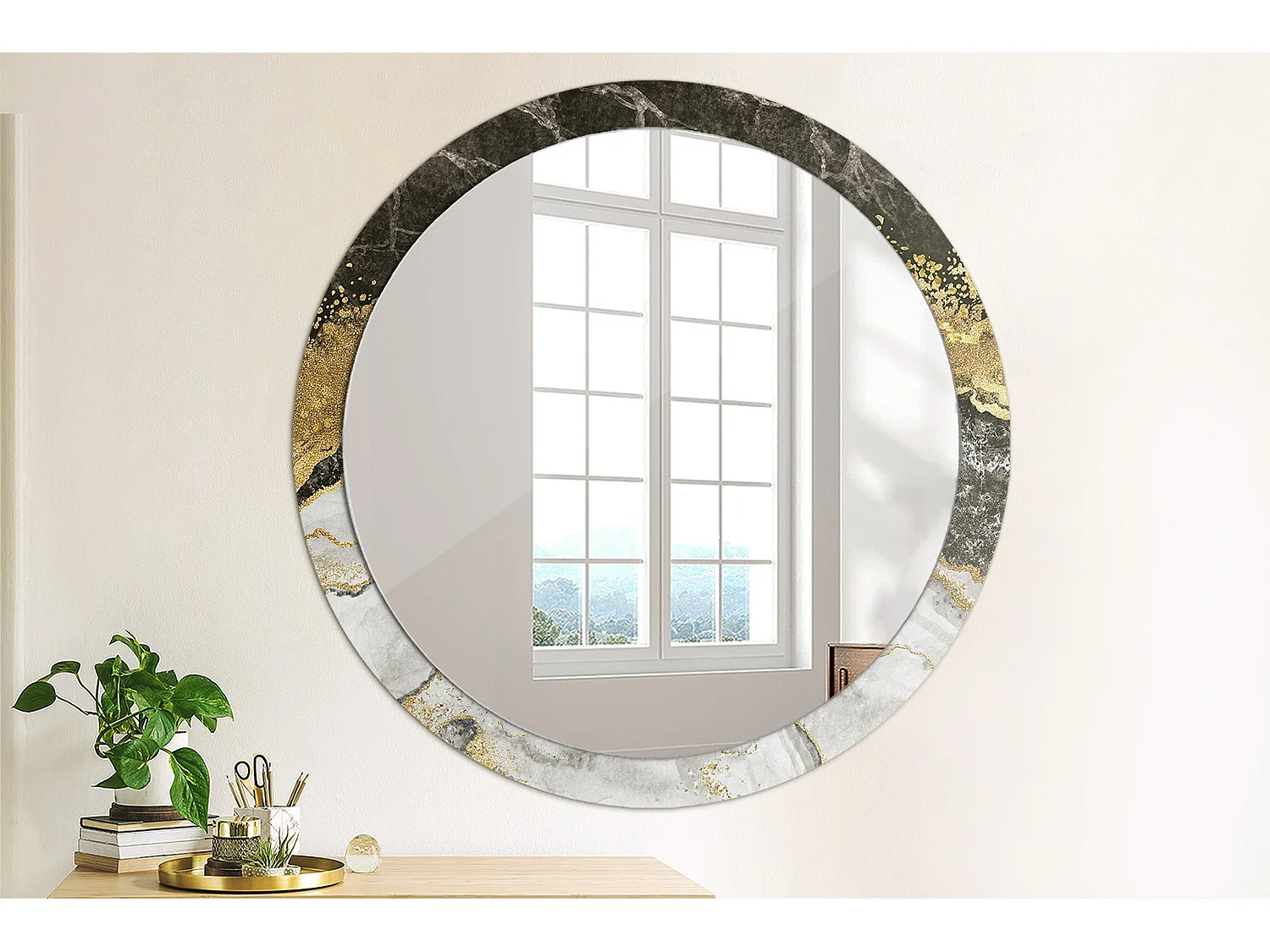 Dekorativer runder Spiegel - Marble Loft - 100 cm