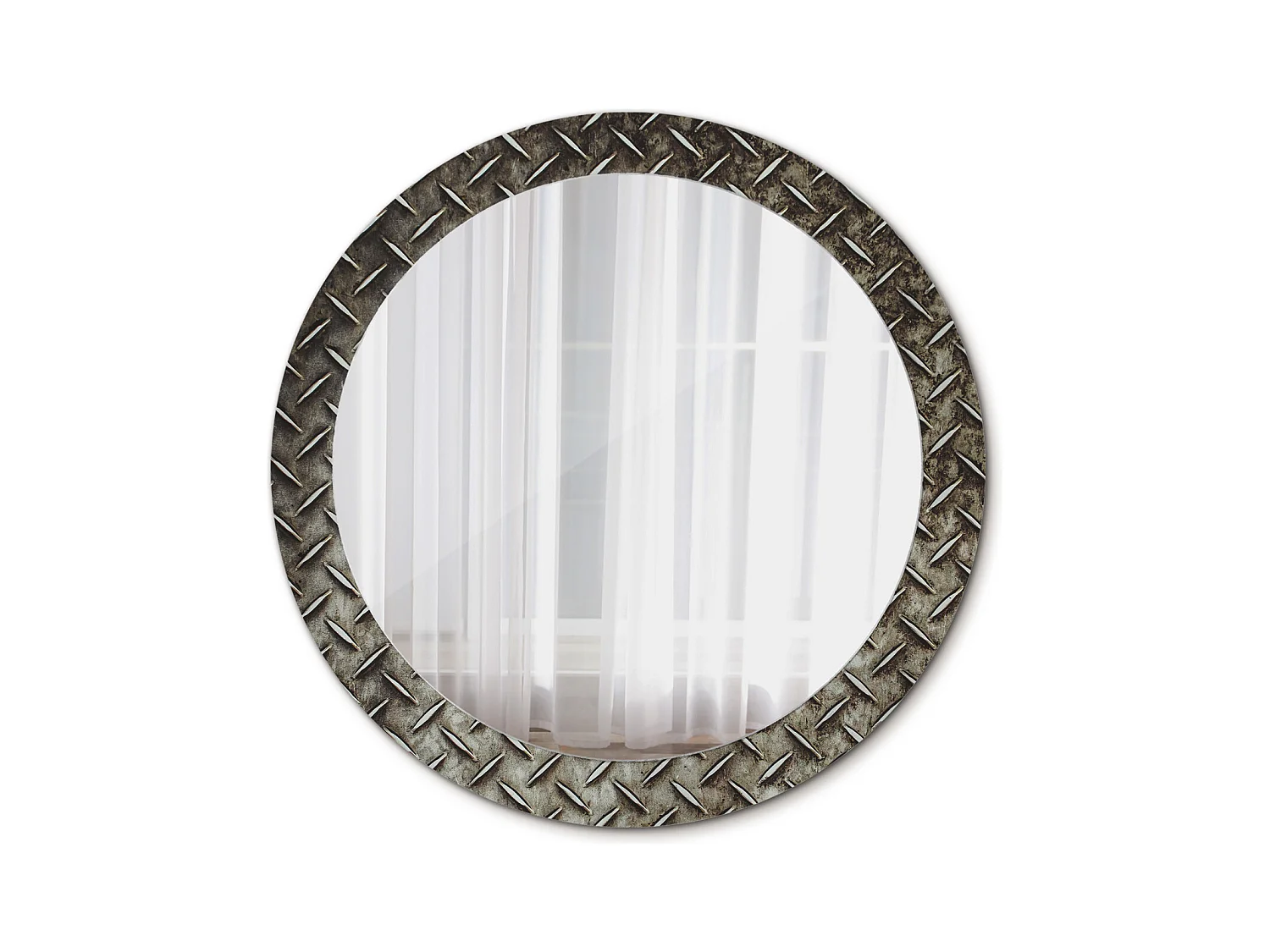 Decoratieve ronde spiegel - staalstructuur - 80 cm