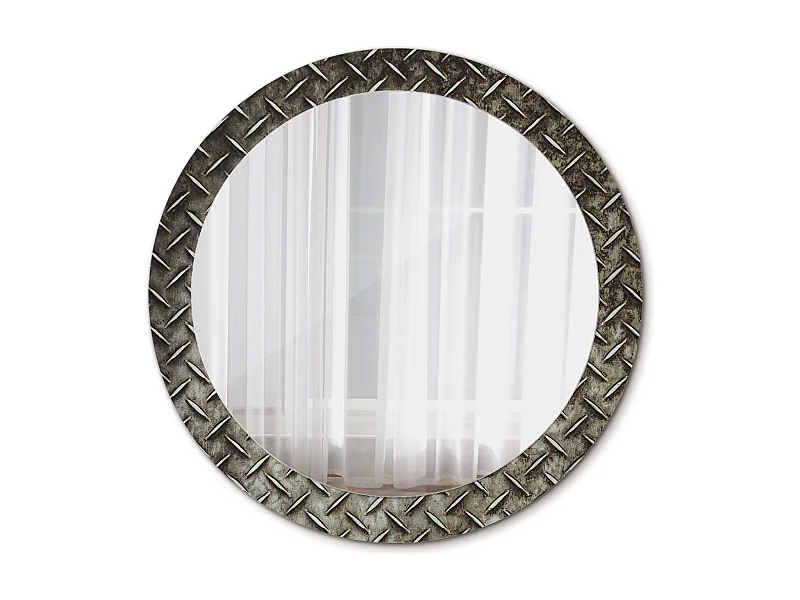 Dekorativer runder Spiegel - Stahlstruktur - 80 cm