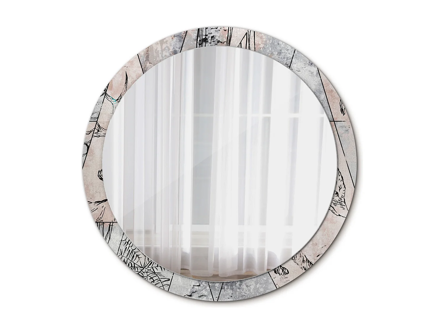 Decoratieve ronde spiegel - Abstracte dieren - 100 cm