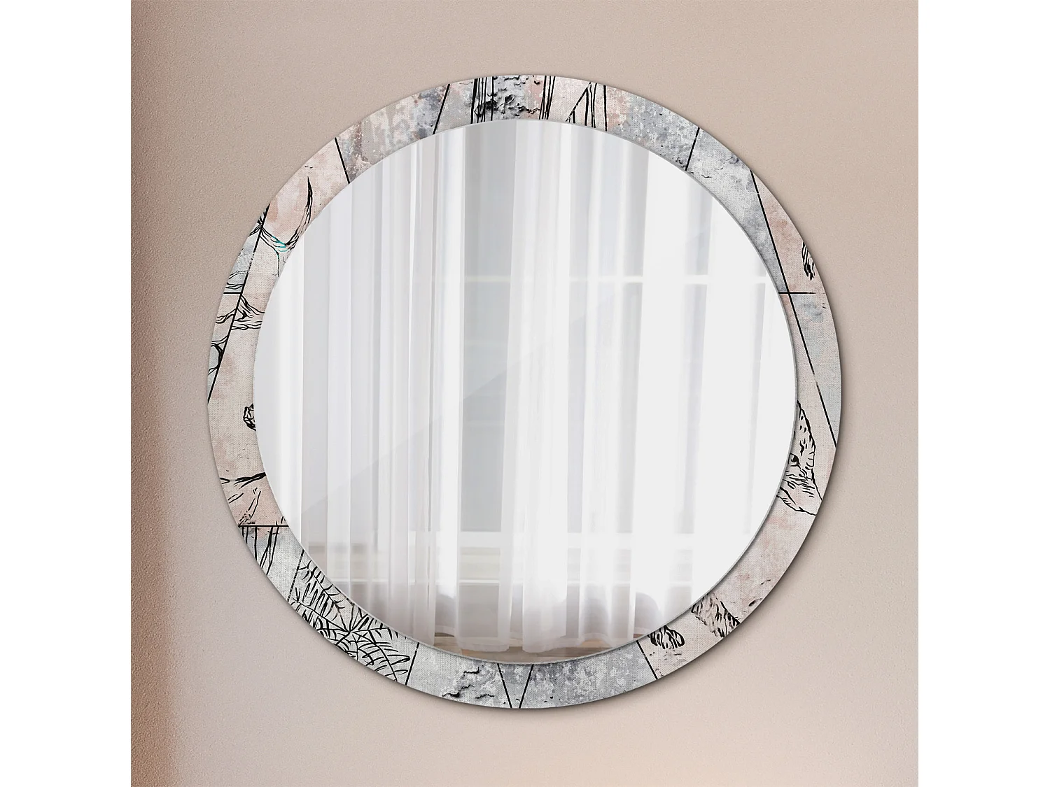 Decoratieve ronde spiegel - Abstracte dieren - 100 cm