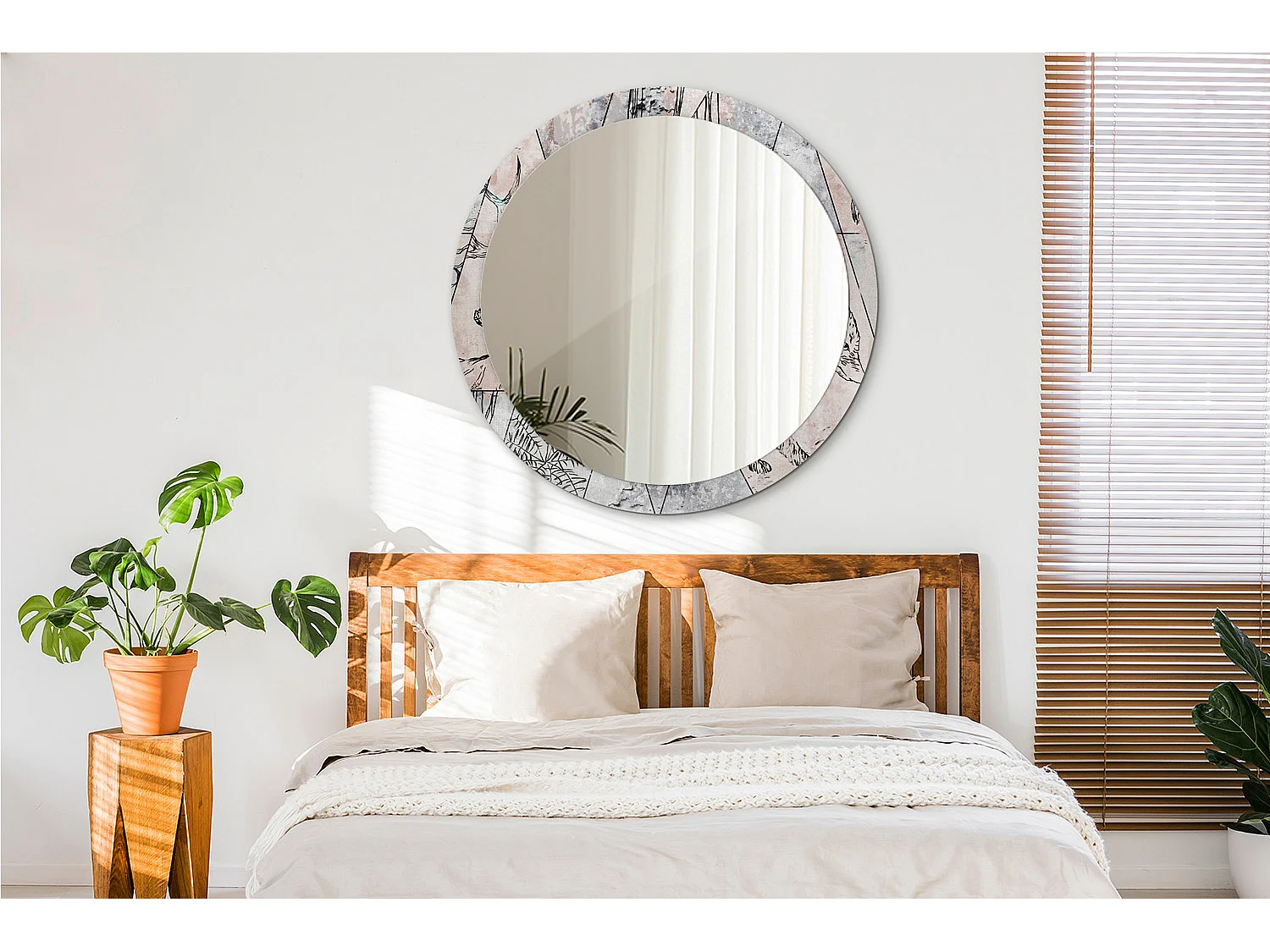 Decoratieve ronde spiegel - Abstracte dieren - 100 cm