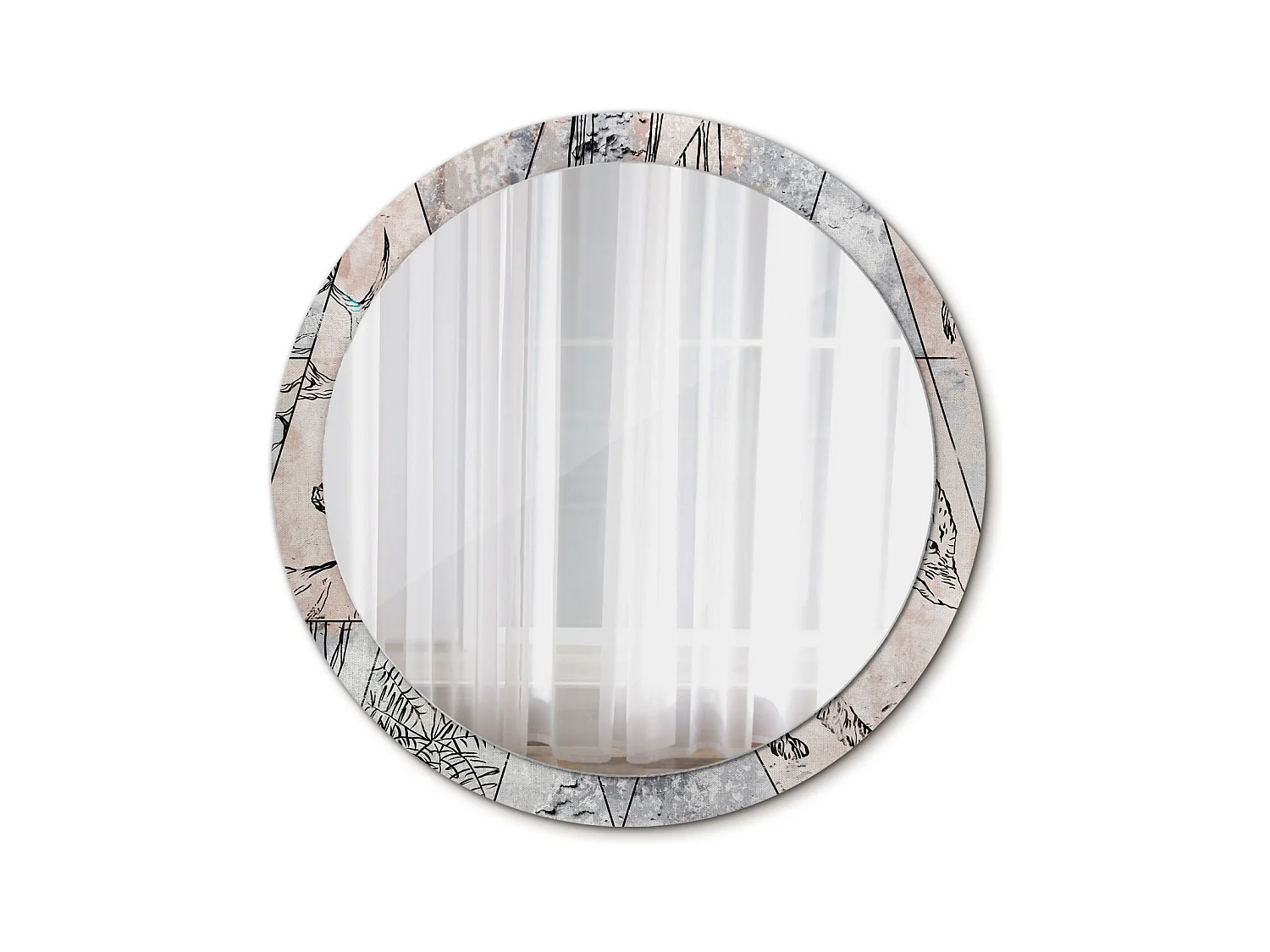 Miroir rond décoratif - Animaux abstraits - 100 cm