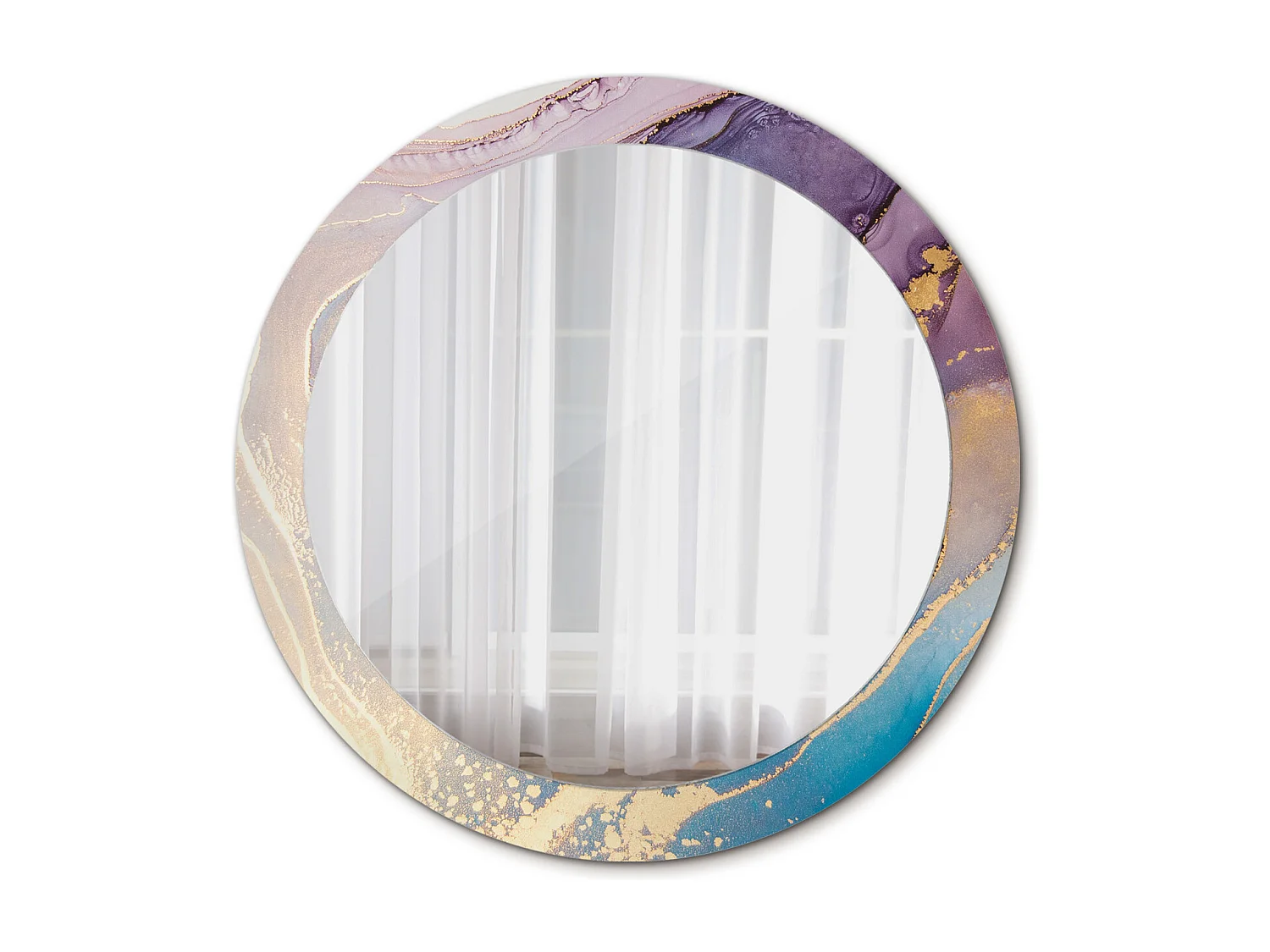 Miroir rond décoratif - Pierre de marbre - 80 cm