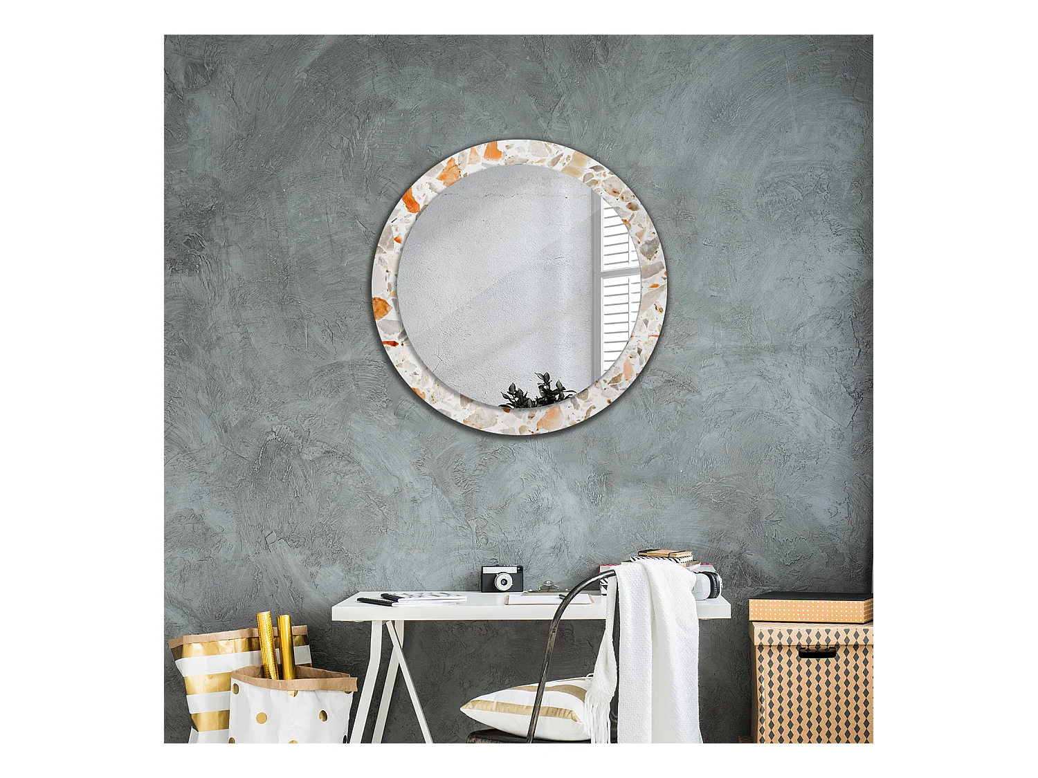 Miroir rond décoratif - Style Terrazzo - 80 cm
