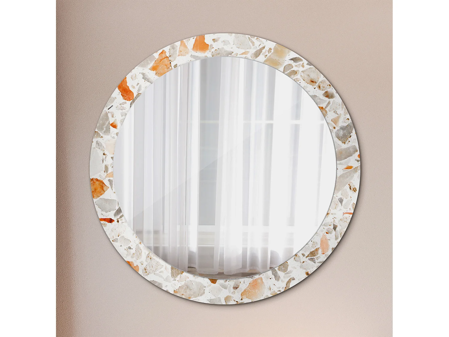 Runder dekorativer Spiegel - Terrazzo-Stil - 80 cm