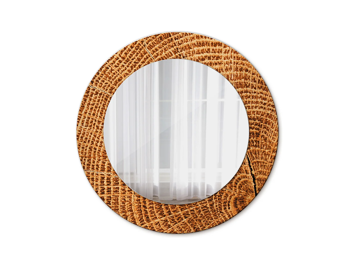 Specchio rotondo decorativo - Legno di rovere - 50 cm