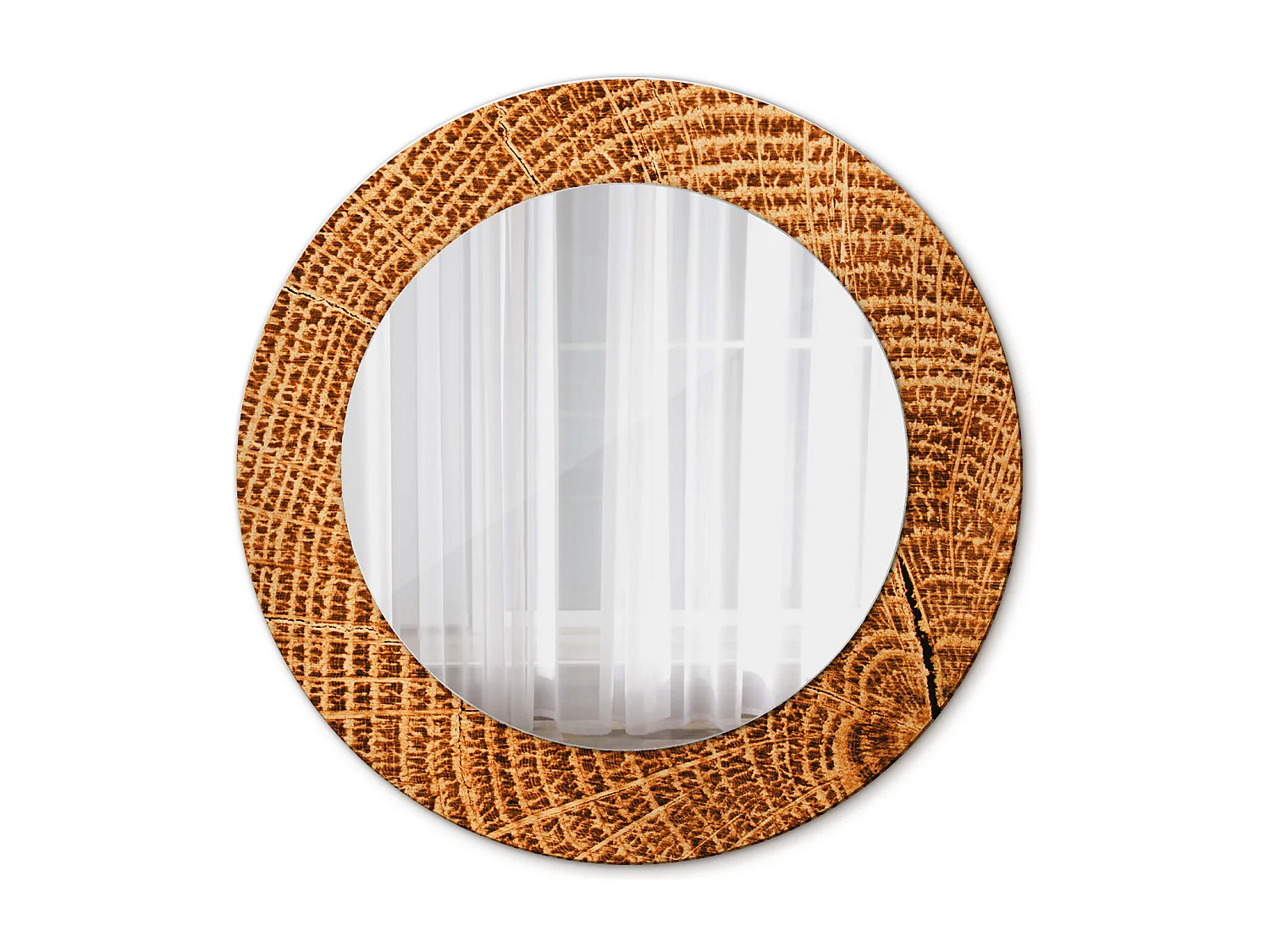 Ronde decoratieve spiegel - eikenhout - 50 cm