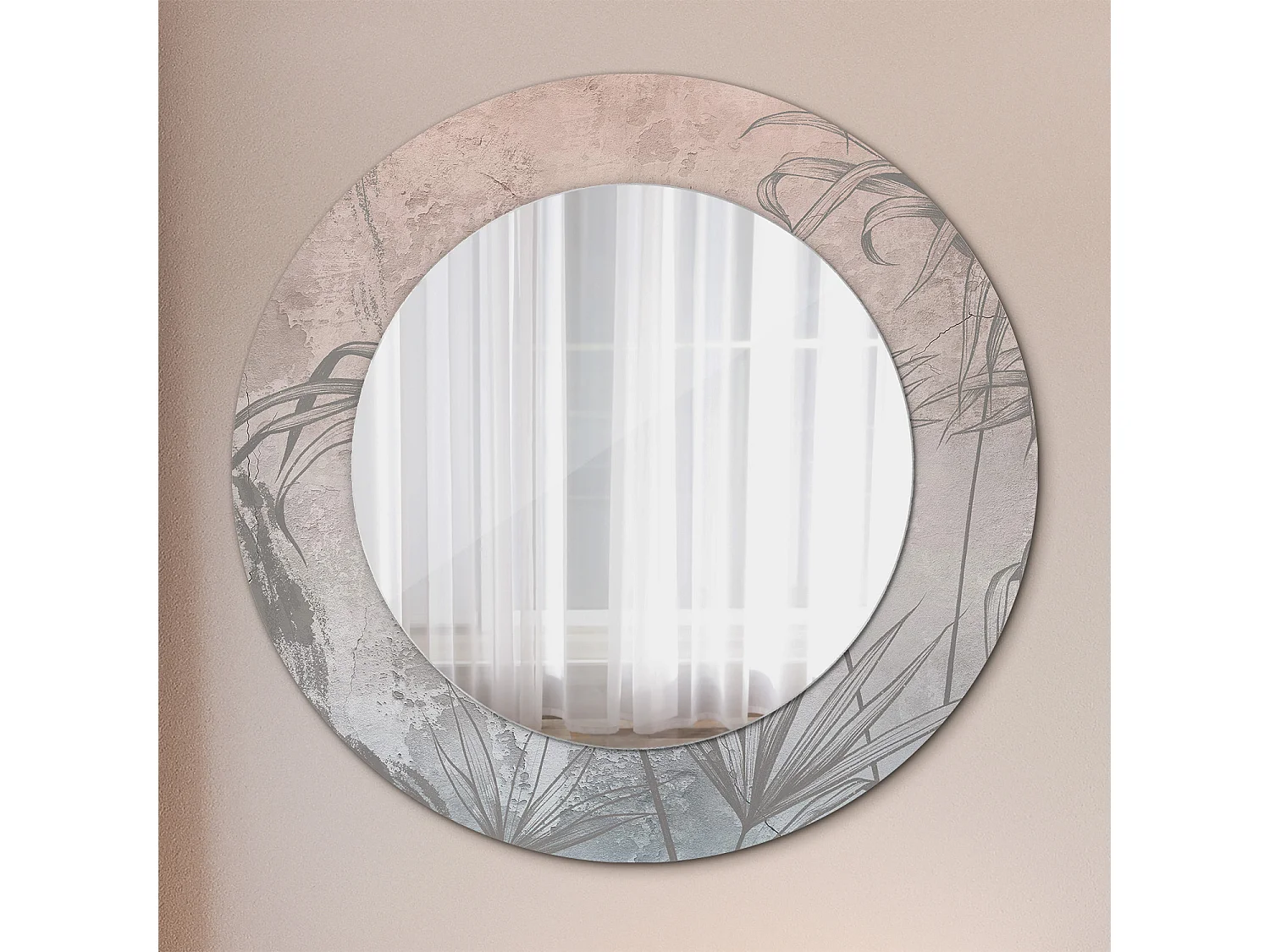 Dekorativer runder Spiegel - Tropische Blumen - 50 cm