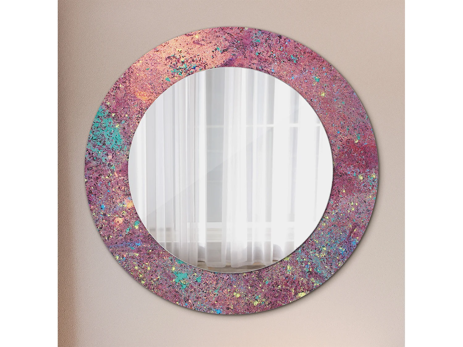 Ronde decoratieve spiegel – Festival of Colors – 50 cm