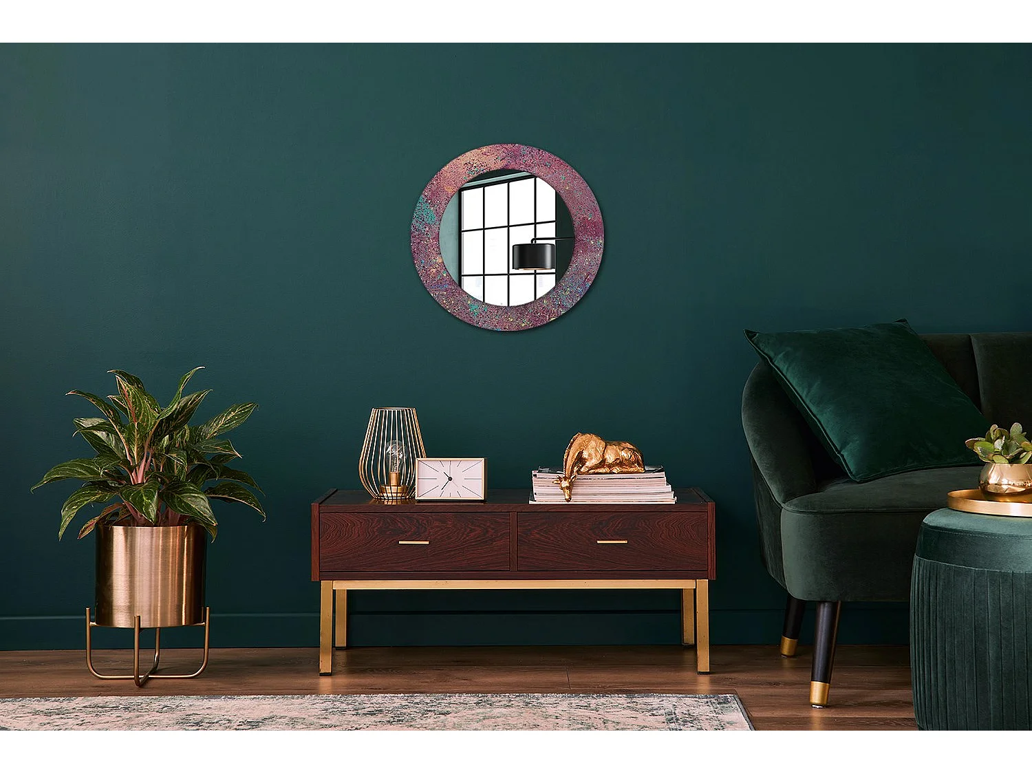 Ronde decoratieve spiegel – Festival of Colors – 50 cm