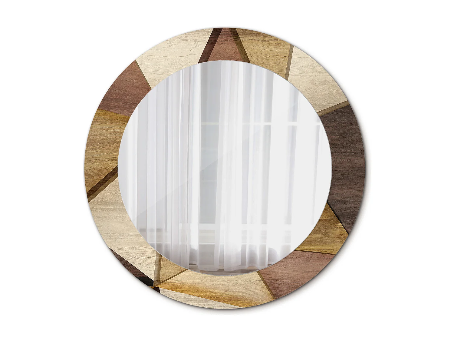 Decoratieve ronde spiegel - 3D geometrisch hout - 60 cm