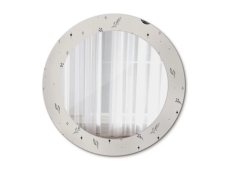 Runder dekorativer Spiegel - Doodle Plants - 60 cm
