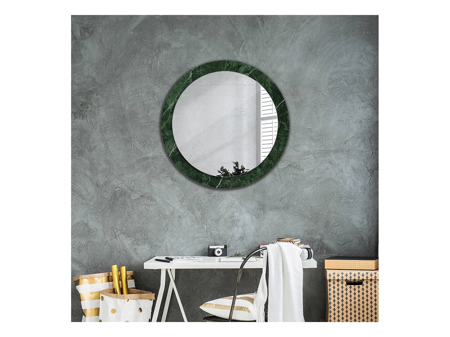 Specchio rotondo decorativo - Marmo verde - 80 cm