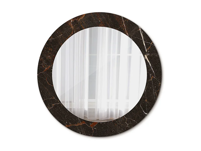 Miroir rond décoratif - Marbre marron - 60 cm