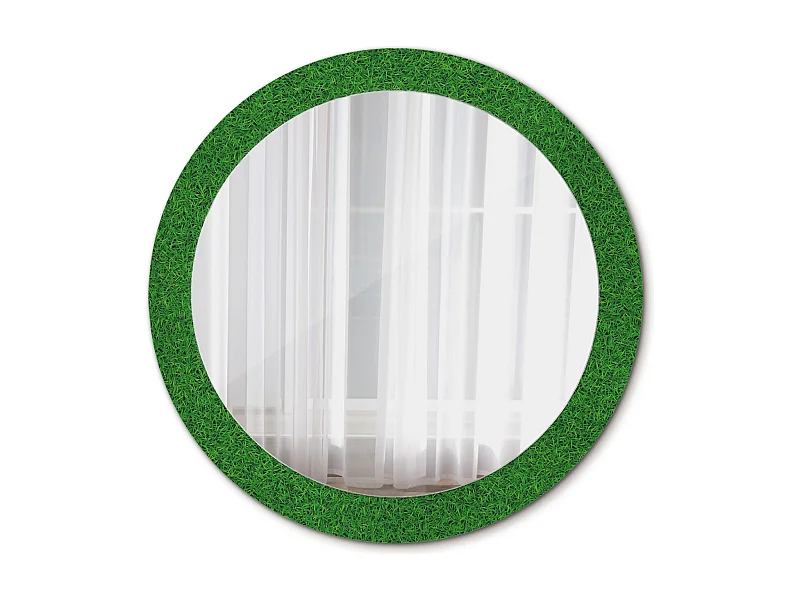Miroir rond décoratif - Herbe verte - 80 cm