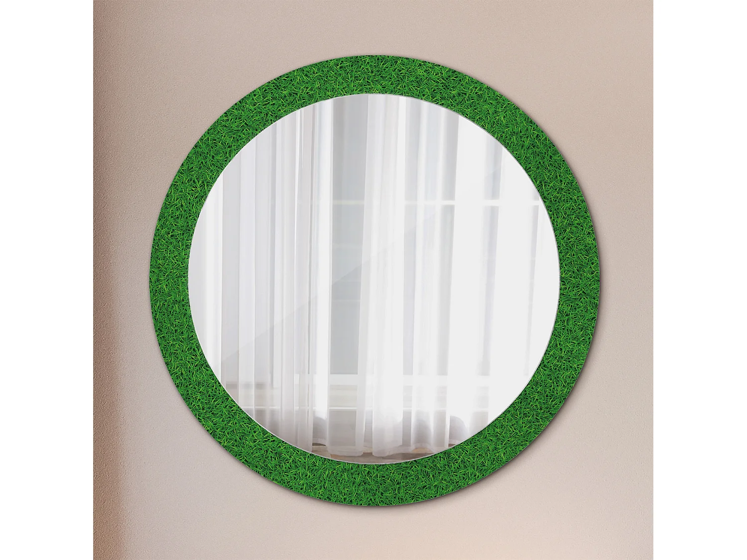 Miroir rond décoratif - Herbe verte - 80 cm