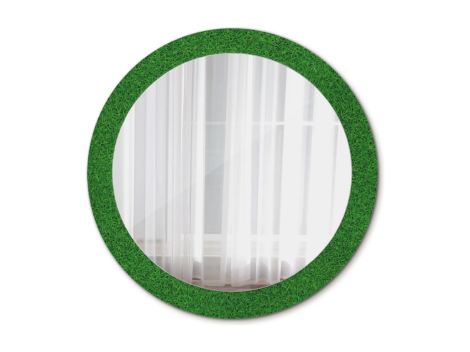 Miroir rond décoratif - Herbe verte - 80 cm