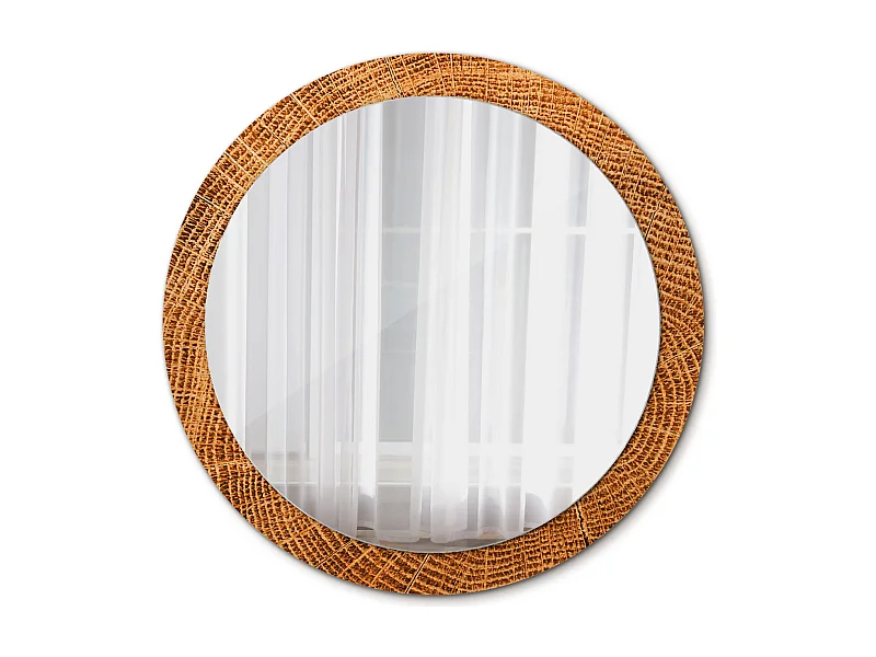 Miroir rond décoratif - Bois de chêne - 90 cm