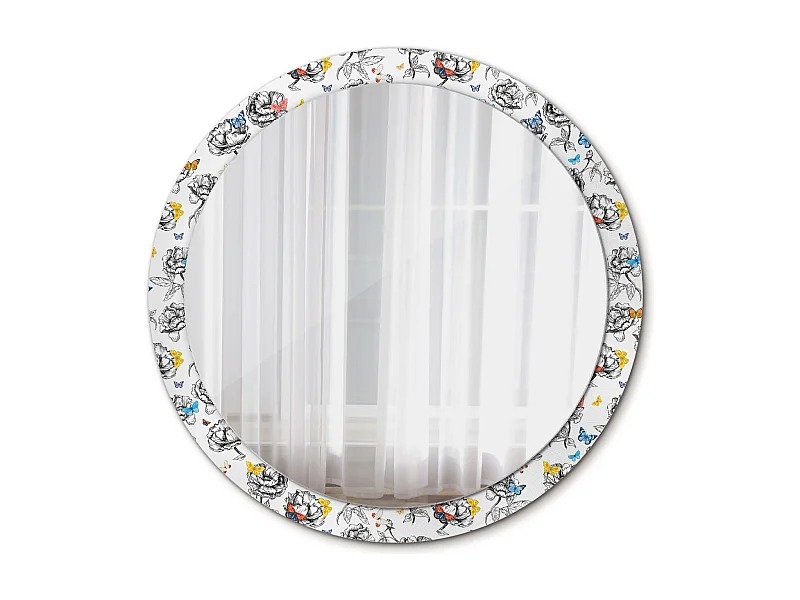 Dekorativer runder Spiegel - Bunte Schmetterlinge - 100 cm