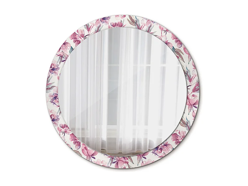 Decoratieve ronde spiegel - pioenrozen - 90 cm