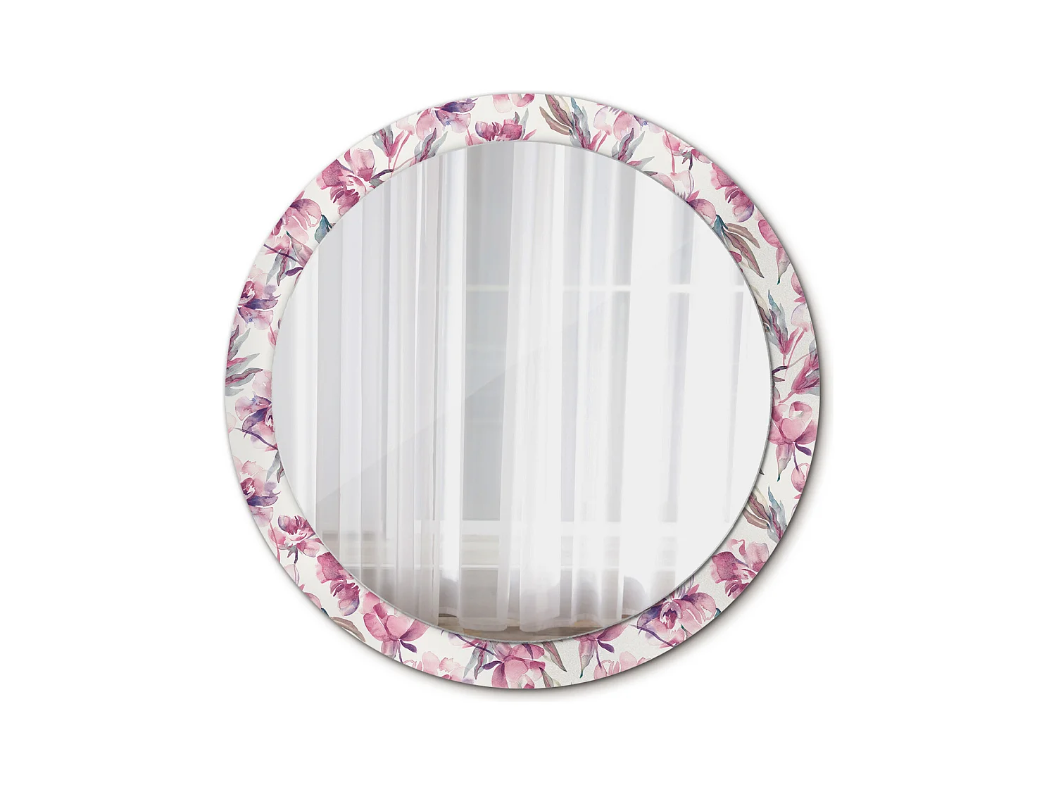 Decoratieve ronde spiegel - pioenrozen - 90 cm