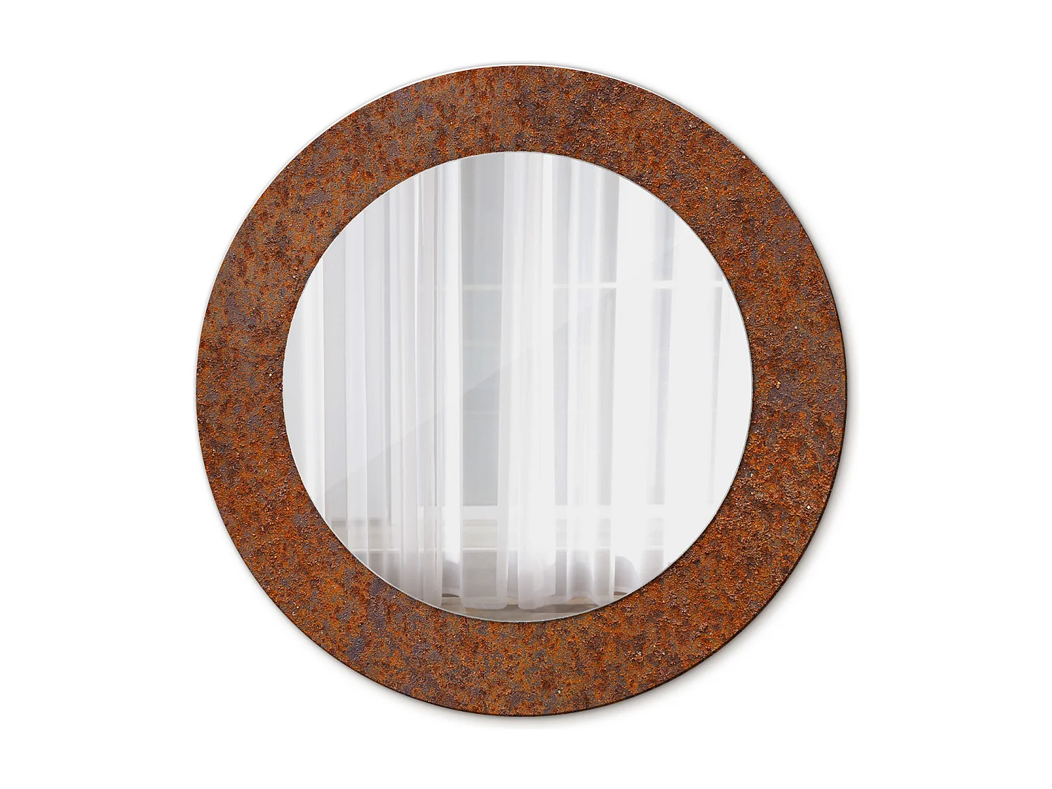 Miroir rond décoratif - Métal rouillé - 50 cm