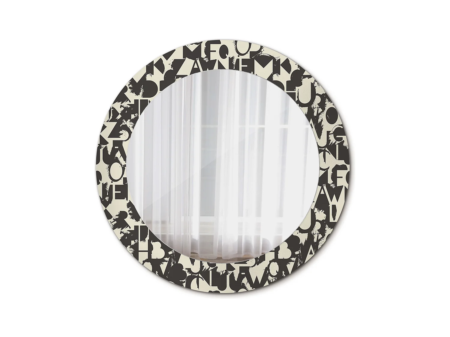 Miroir rond décoratif - Lettres - 70 cm