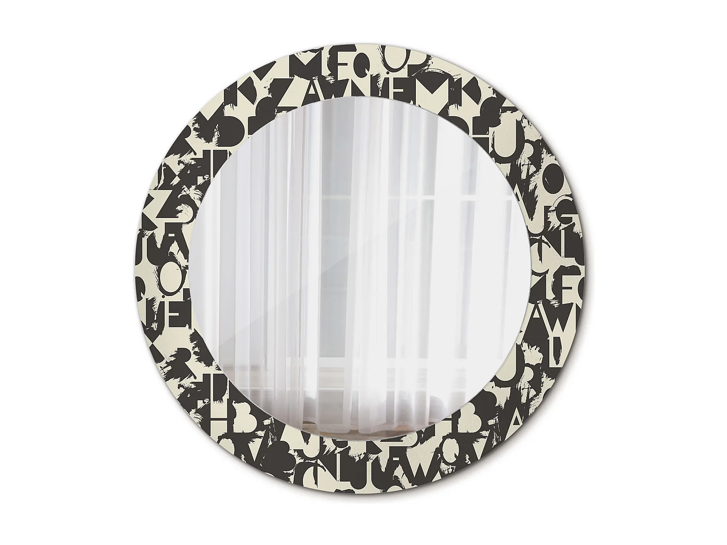 Miroir rond décoratif - Lettres - 70 cm