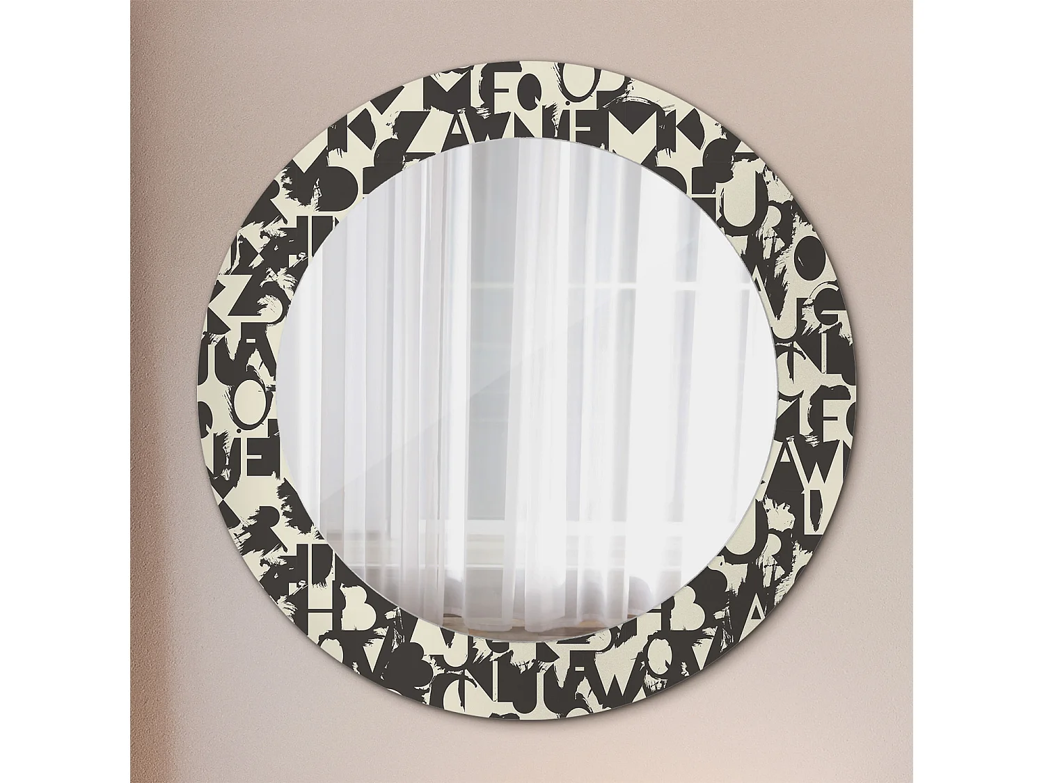 Miroir rond décoratif - Lettres - 70 cm