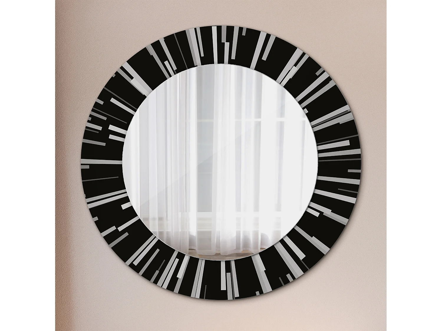 Miroir rond décoratif - Composition rayonnante - 50 cm