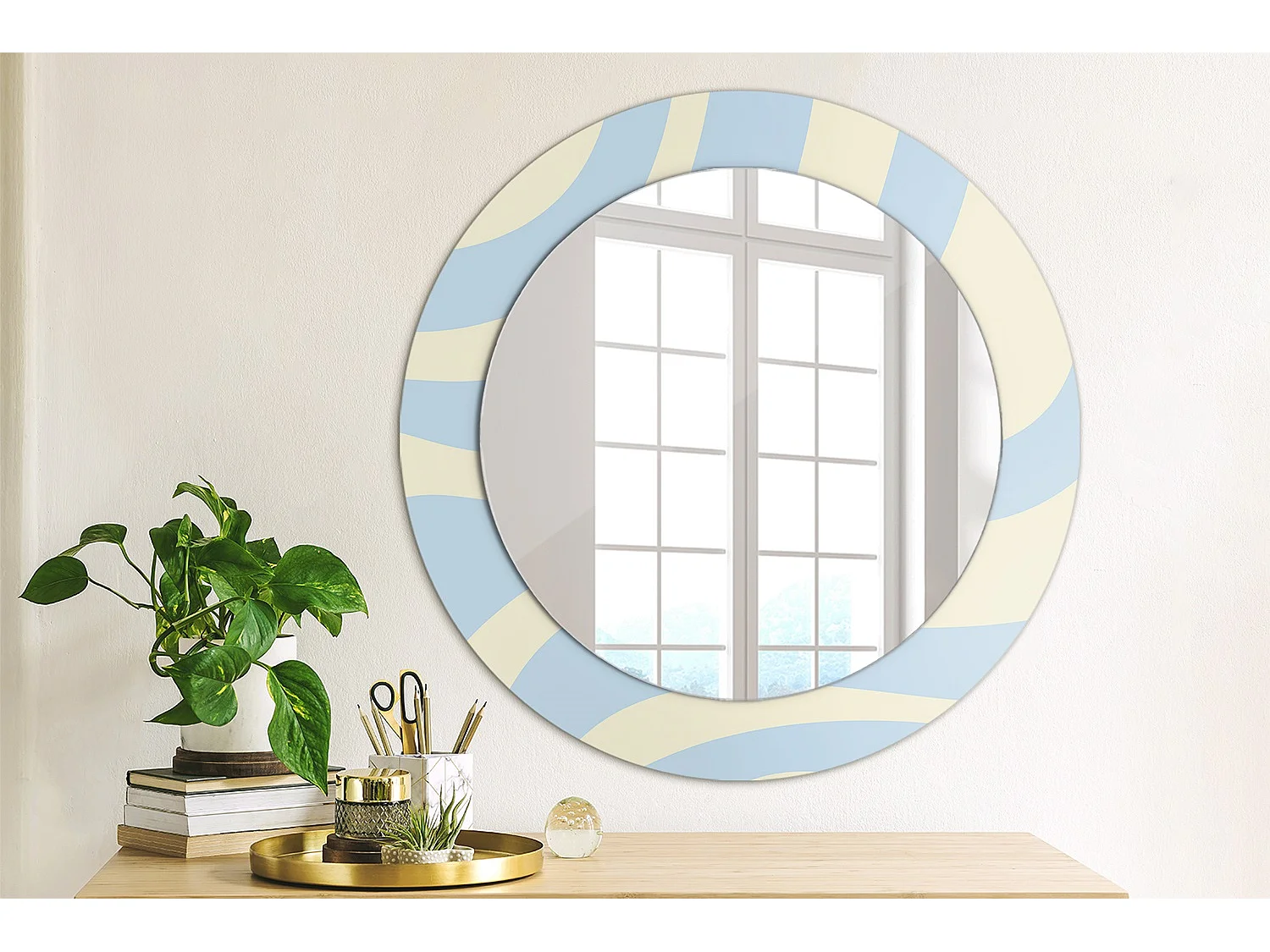 Decoratieve ronde spiegel - abstracte vorm - 60 cm