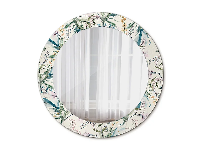 Dekorativer runder Spiegel - Aquarellblumen - 60 cm