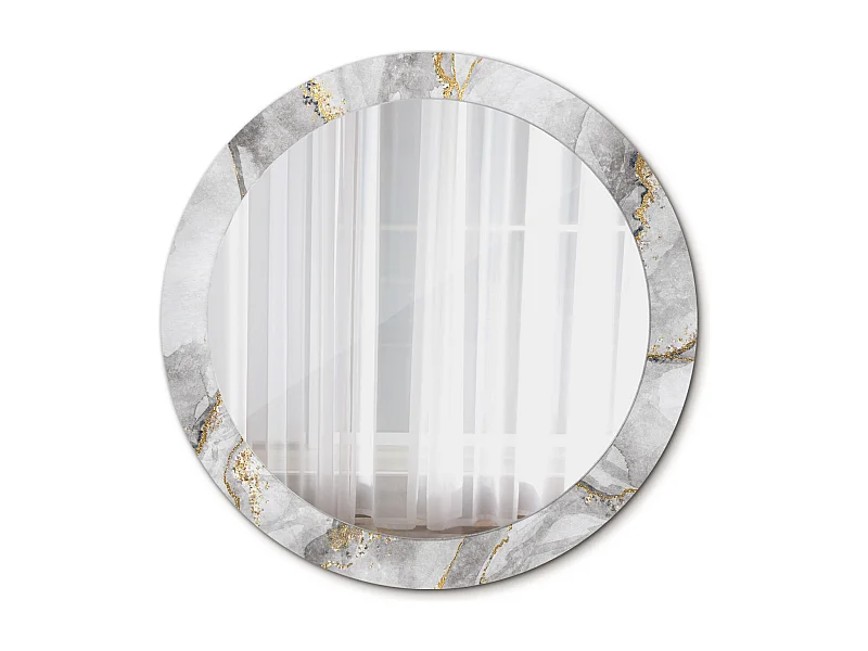 Miroir rond décoratif - Motif marbre - 80 cm