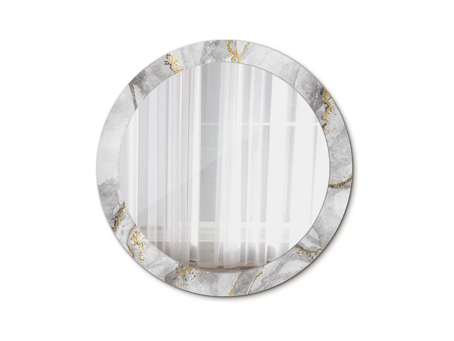 Miroir rond décoratif - Motif marbre - 80 cm