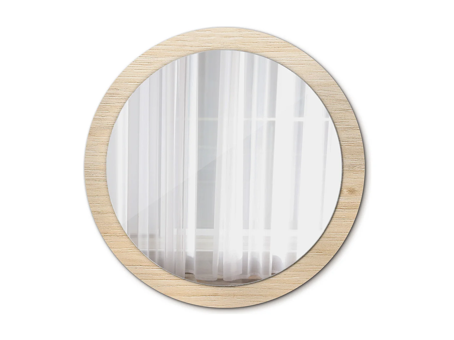 Ronde decoratieve spiegel - Licht hout - 90 cm