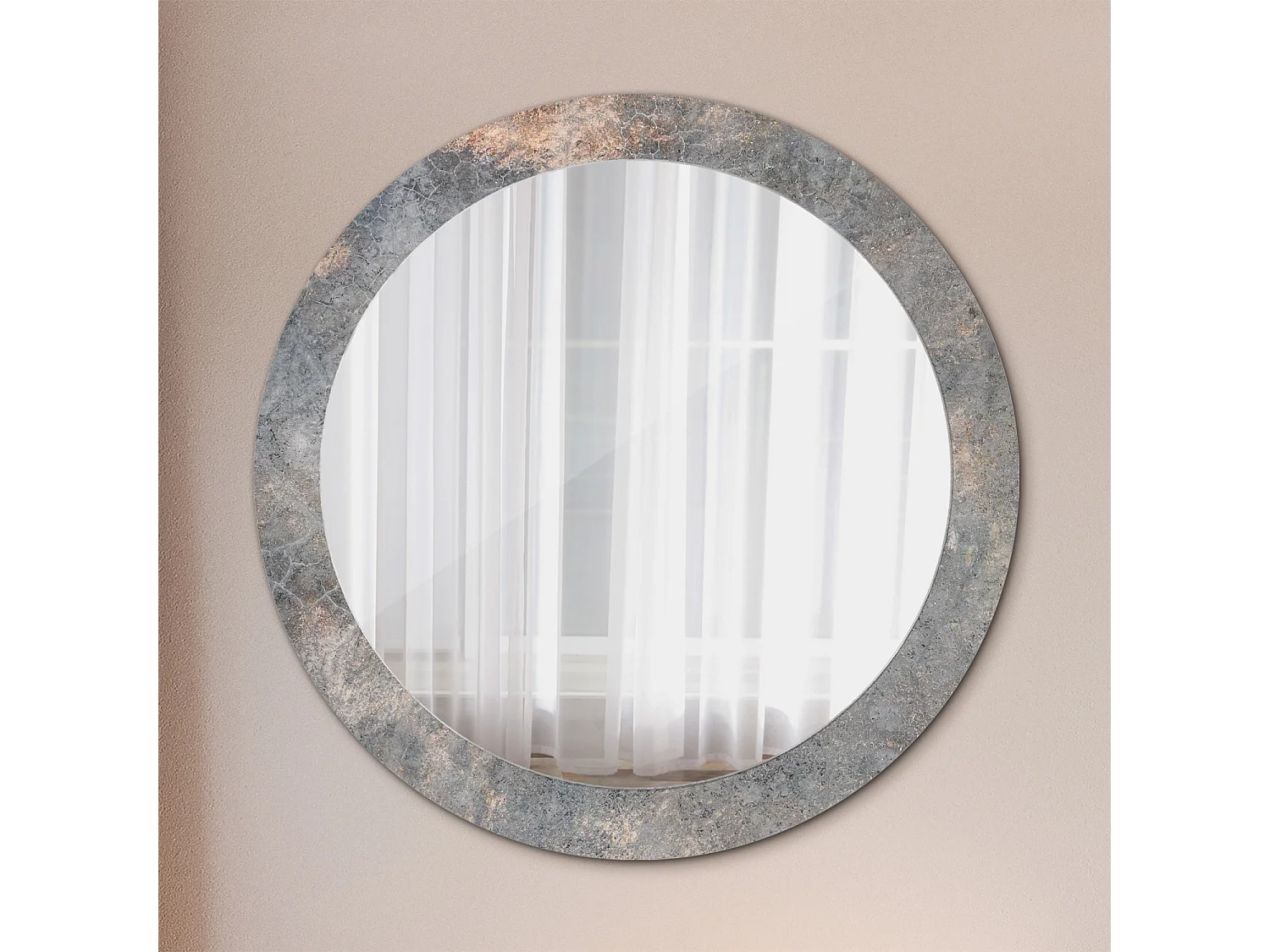 Miroir rond décoratif - Béton vintage - 80 cm