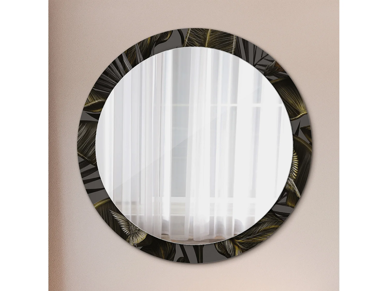 Ronde decoratieve spiegel - hibiscusbloemen - 90 cm